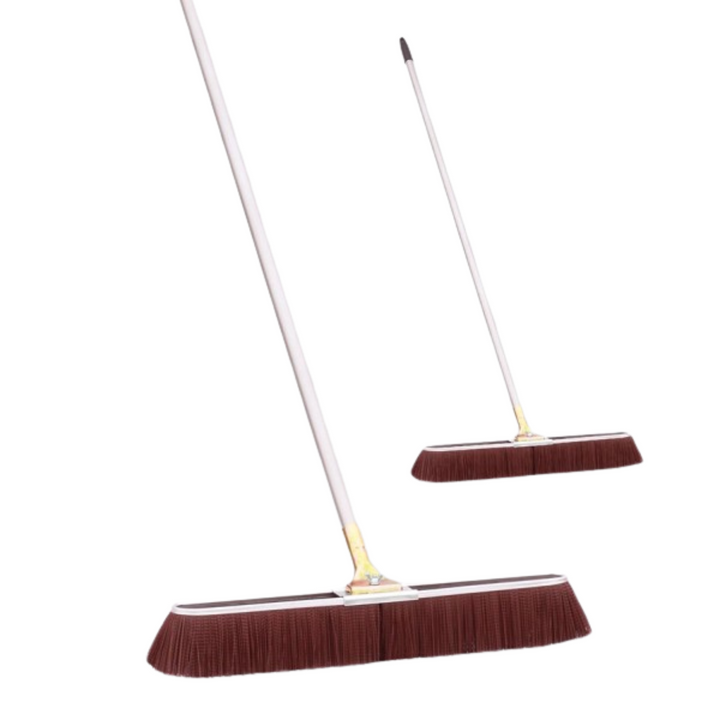 Bruske Brown Coarse Bristle Broom - 60’’ Steel Handle
