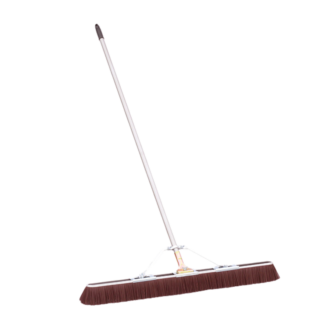 Bruske Brown Coarse Bristle Broom - 60’’ Steel Handle