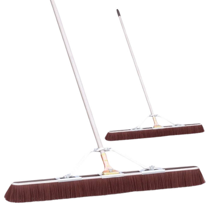 Bruske Brown Coarse Bristle Broom - 60’’ Steel Handle